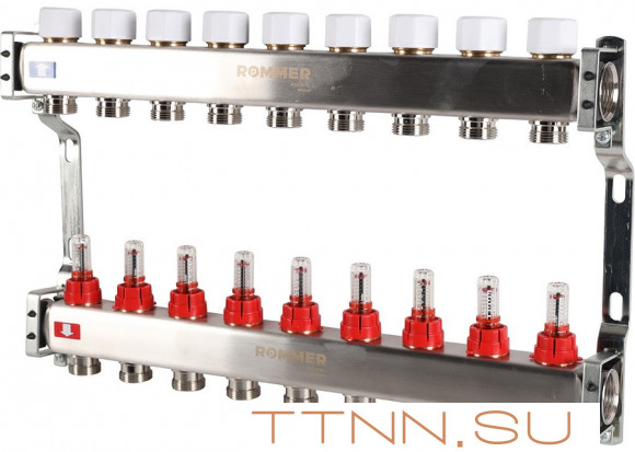 Для отопления Rommer 1"/3/4"x9 с расходомерами (RMS-1200-000009)