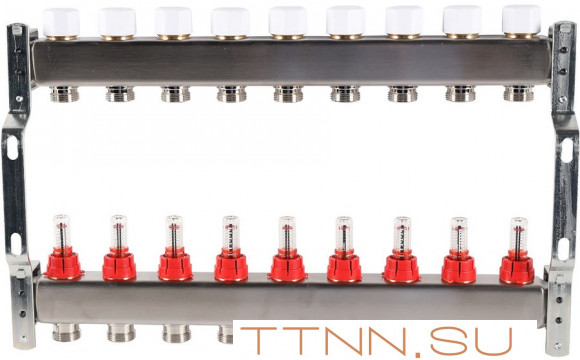 Для отопления Rommer 1"/3/4"x9 с расходомерами (RMS-1200-000009)