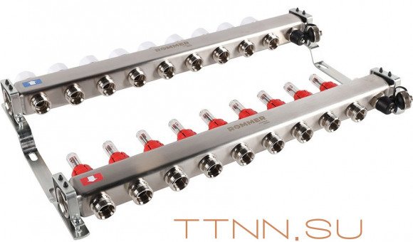 Для отопления Rommer 1"/3/4"x9 с расходомерами (RMS-1201-000009)