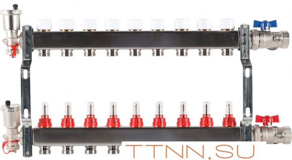 Для отопления Rommer 1"/3/4"x9 с расходомерами (RMS-1210-000009)