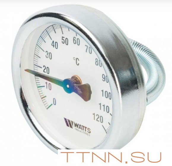 Термометр биметаллический накладной с пружиной Watts FR810 (TAB) 63 мм.