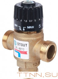 Смесительный клапан STOUT 3/4 НР 35-60°С KV 1,6 м3/ч Смесительный клапан STOUT 3/4 НР 35-60°С KV 1,6 м3/ч