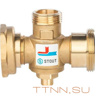 Смесительный клапан STOUT G 1 1/2M-G 1 1/2F-G 1 M 60°С