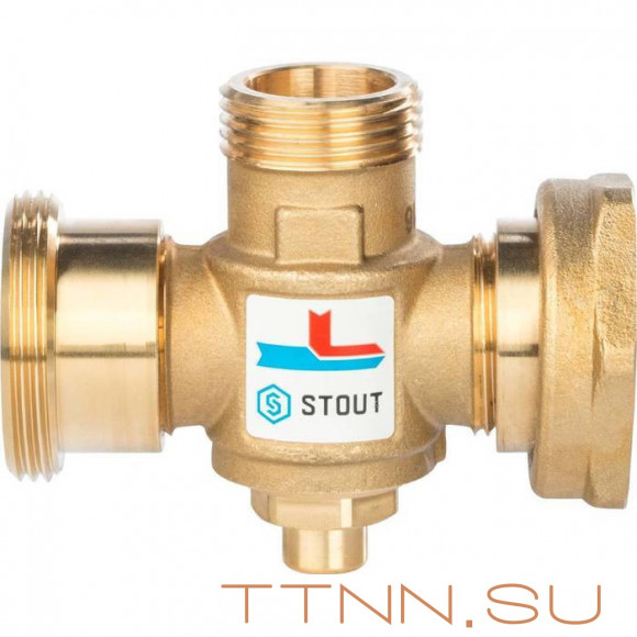 Смесительный клапан STOUT G 1 1/2M-G 1 1/2F-G 1 M 60°С