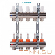 Коллекторная группа с расходомерами General fitings 1"х 3/4" на 5 выхода