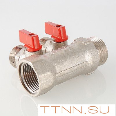 Коллектор с отсекающими кранами Valtec 1"х3 выхода Евроконус 3/4 VTc.580.NE.0603 Коллектор с отсекающими кранами Valtec 1"х3 выхода Евроконус 3/4 VTc.580.NE.0603