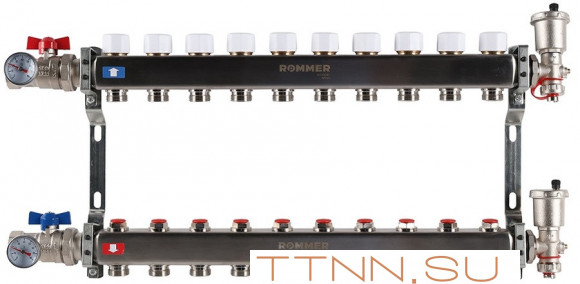 Для отопления Rommer 1"/3/4"x10 с запорными клапанами (RMS-3210-000010)