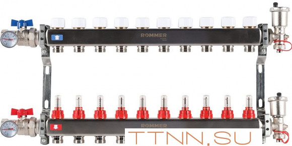Для отопления Rommer 1"/3/4"x10 с расходомерами (RMS-1210-000010)