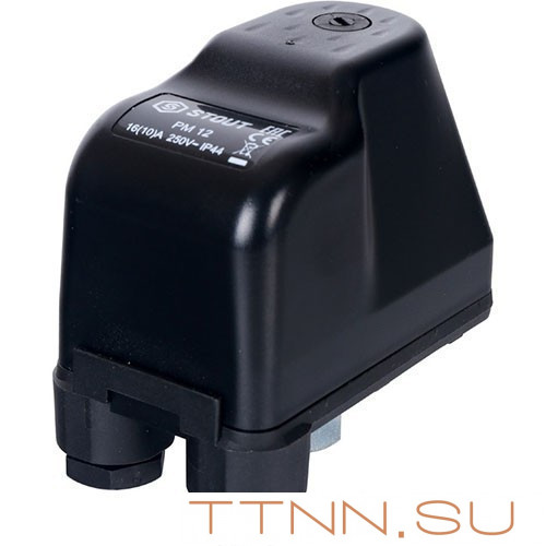 Реле давления для водоснабжения STOUT PM12G, 3-12 бар,1/4", с накидной гайкой