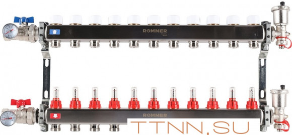 Для отопления Rommer 1"/3/4"x11 с расходомерами (RMS-1210-000011)