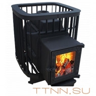 Чугунная печь для бани Варвара "Прима" 16 (К201) панорамная дверь