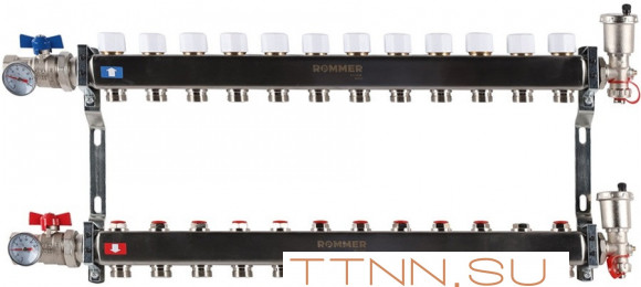 Для отопления Rommer 1"/3/4"x12 с запорными клапанами (RMS-3210-000012)