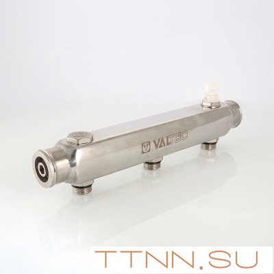Коллектор из нержавеющей стали Valtec 100 мм, 1"х 6 выхода 1/2" VTc.510.SS.060406 Коллектор из нержавеющей стали Valtec 100 мм, 1"х 6 выхода 1/2" VTc.510.SS.060406