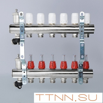 Для отопления VALTEC 1"х10 вых. Евроконус 3/4" с расходомерами в сборе