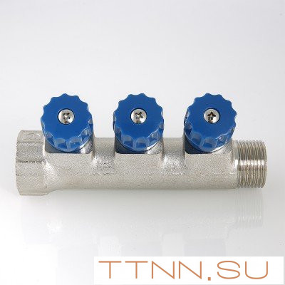 Коллектор с регулировочными вентилями и наружной резьбой Valtec 1*3*1/2 VT.560.N Коллектор с регулировочными вентилями и наружной резьбой Valtec 1*3*1/2 VT.560.N
