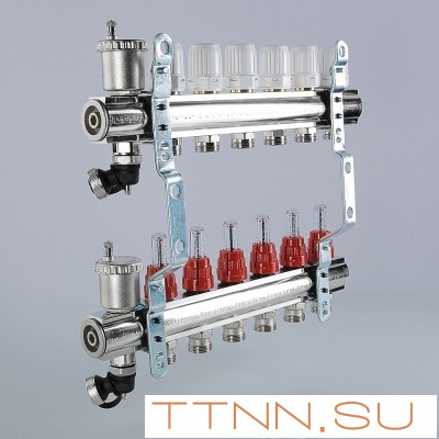 Для отопления VALTEC 1"х4 вых. Евроконус 3/4" с расходомерами в сборе