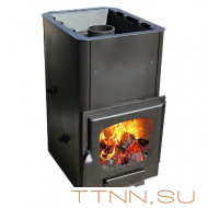 Печь Варвара Мини с контуром, укороченная топка, панорамная дверь