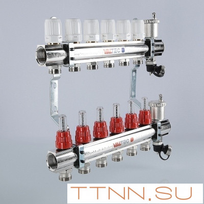 Для отопления VALTEC 1"х8 вых. Евроконус 3/4" с расходомерами в сборе