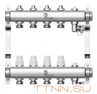 Коллектор нерж. для отопления Wester 1"-3/4 в сборе на 4 выхода с 2 заглушками