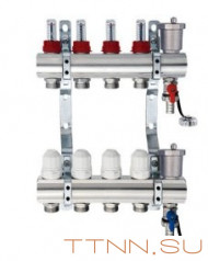 Коллекторная группа TIM KC004 4 выхода без кранов латунь