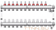Коллектор для теплого пола Wester 1"-3/4 в сборе с расходомерами на 11 выходов