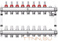 Коллектор для теплого пола Wester 1"-3/4 в сборе с расходомерами на 8 выходов