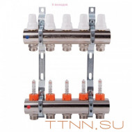 Коллекторная группа с расходомерами General fitings 1"х3/4" на 6 выходов Коллекторная группа с расходомерами General fitings 1"х3/4" на 6 выходов