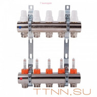 Коллекторная группа с расходомерами General fitings 1"х3/4" на 7 выходов Коллекторная группа с расходомерами General fitings 1"х3/4" на 7 выходов